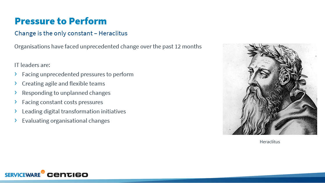 Pressure to perform in IT transformation is like a Heraclitus quote.