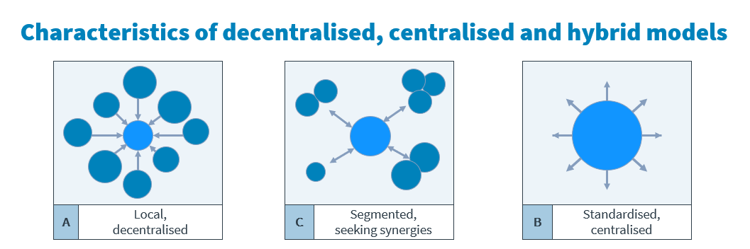decentralised centralised and hybrid IT modelling
